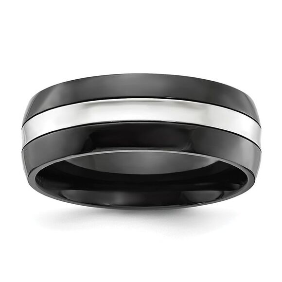 Chisel Cobalt Polished Black IP-plated 8mm Band - Picture 1 of 9